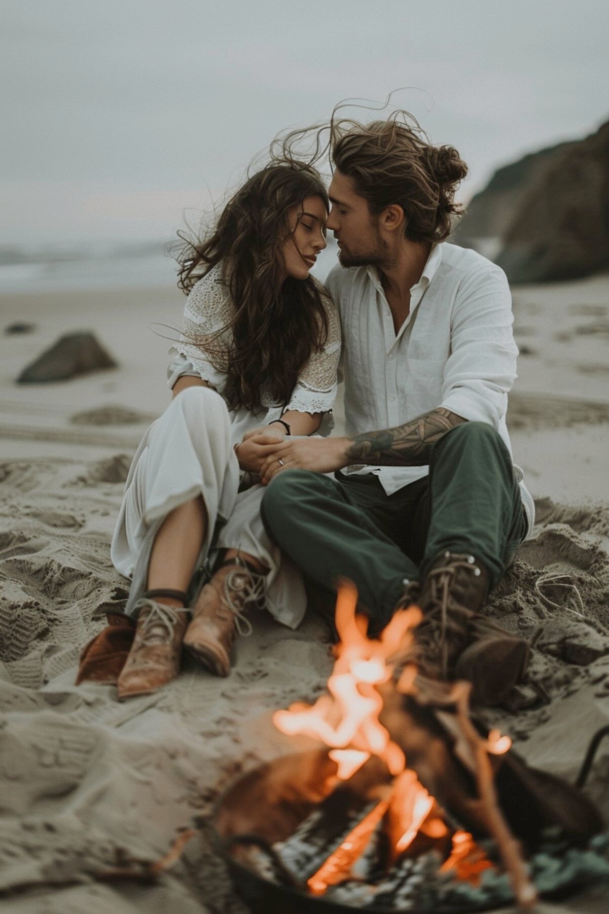 elopement_couple_sitting_on_the_beach